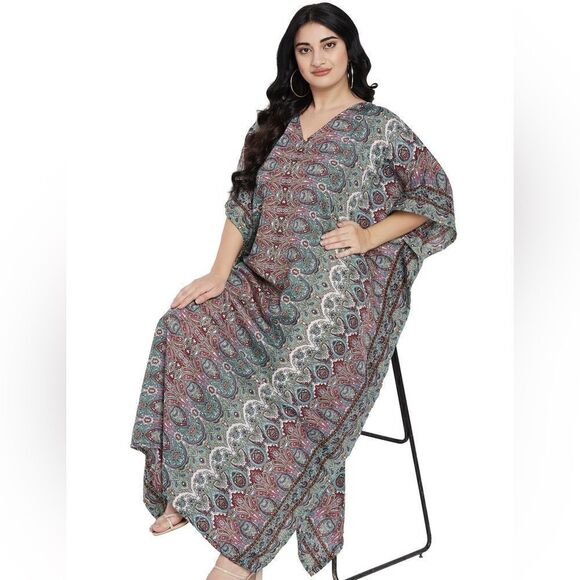 Gypsieblu Women Kaftans Dresses Caftan Long Maxi Printed Dress - Picture 12 of 12